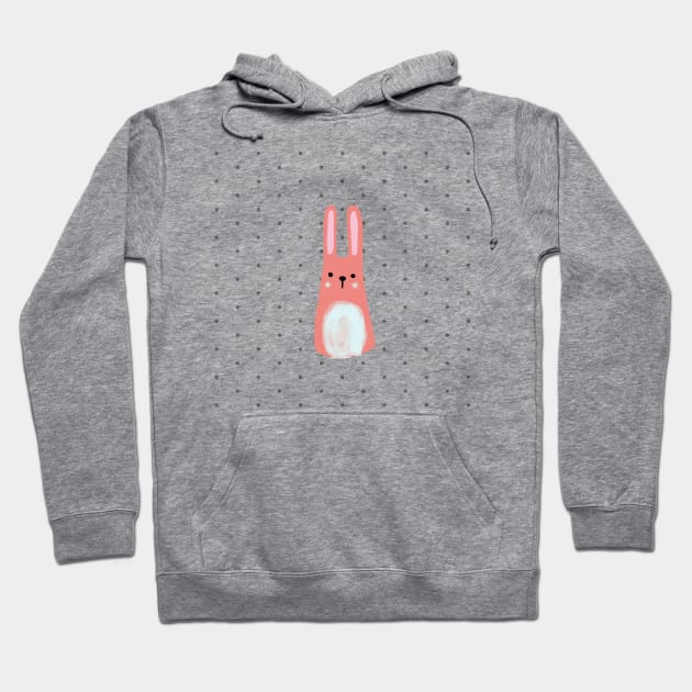 Happy rabbit in polka dots Hoodie by bigmomentsdesign